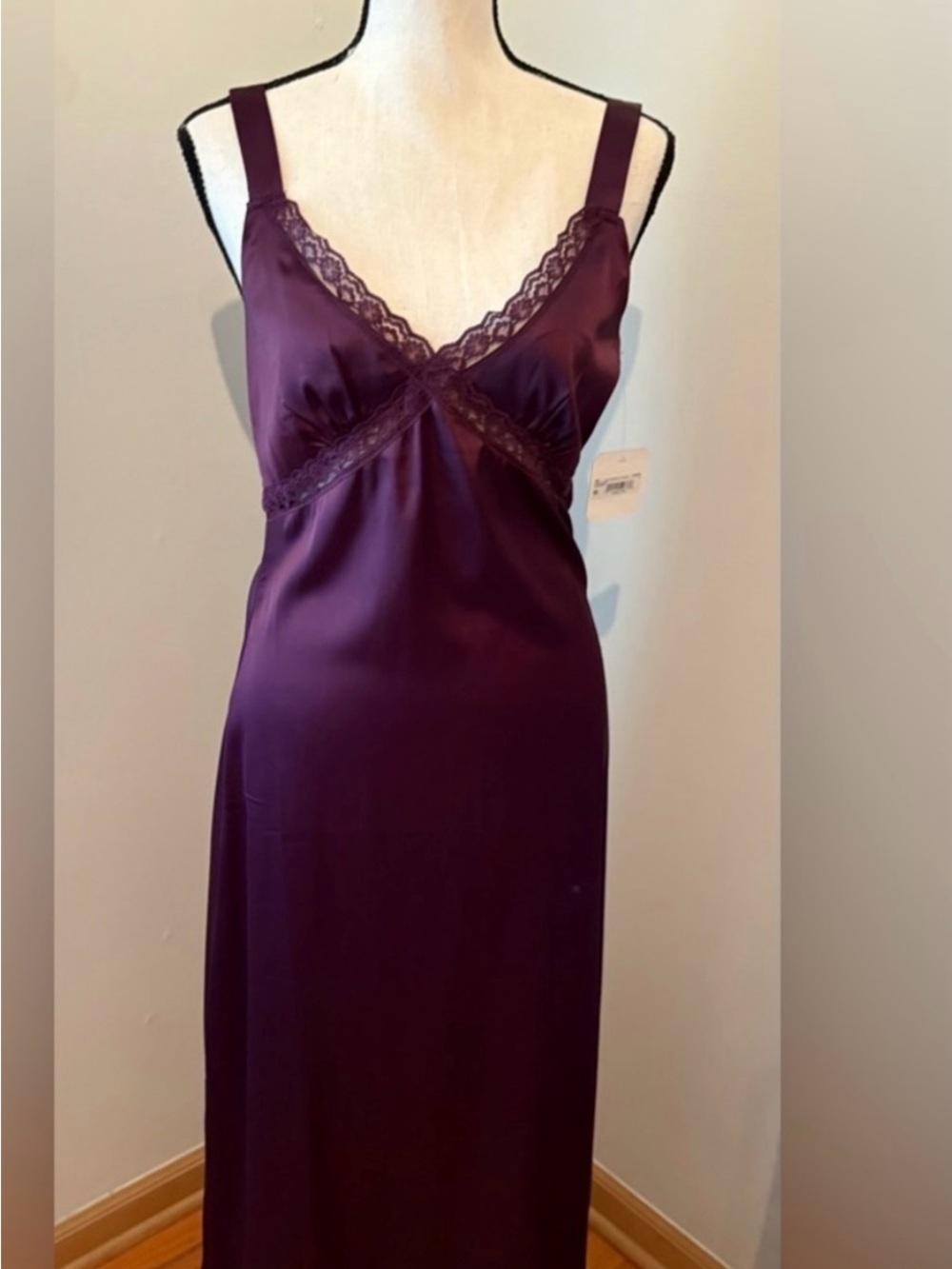 NWOT Altard State Silky Lace-Trim Slip Nightgown in Deep Plum